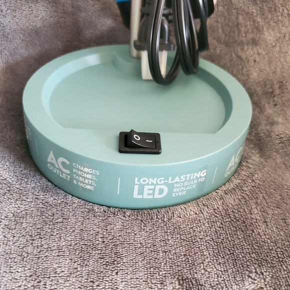 LED Gooseneck Desk Lamp with Catch-All Base & AC Outlet - Teal - Picture 10 of 12
